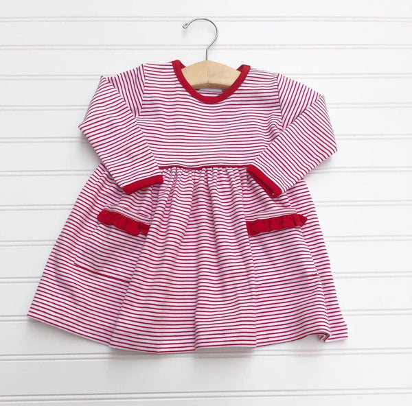 12m Red striped Pocket Dress- Squiggles