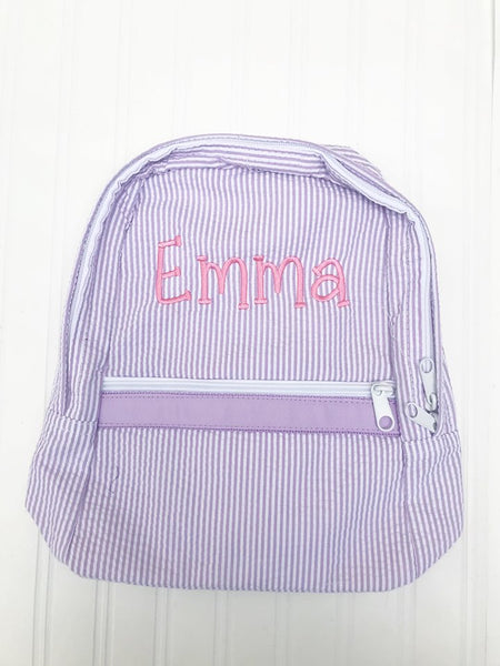 Purple Seersucker Backpack