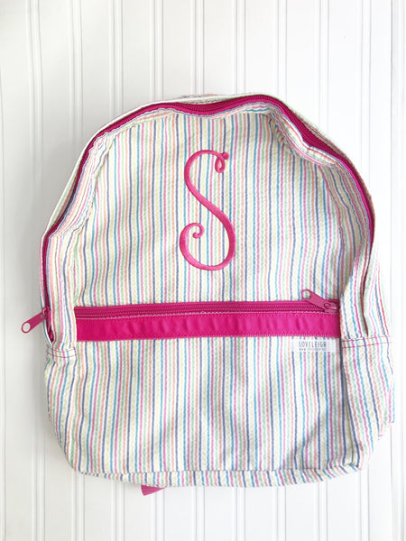 Multi Colored w/ Pink Seersucker Backpack