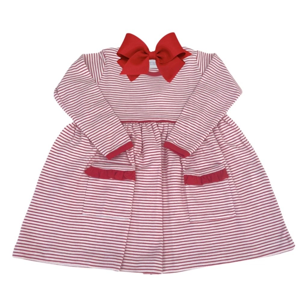 12m Red striped Pocket Dress- Squiggles