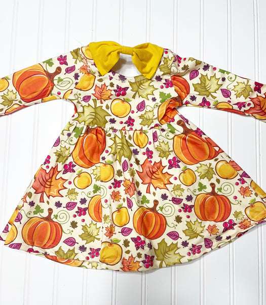 Pumpkin Dress w/ Bow Back- Turkey
