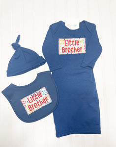 Little Brother Navy Fish Gown-Custom